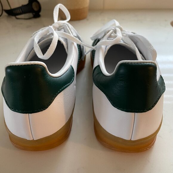 Adidas Gazelle Lace Up Lo Cut Signature 3 Stripe Sneakers Wht Grn Blk Sz 9 NWOT - Picture 5 of 12